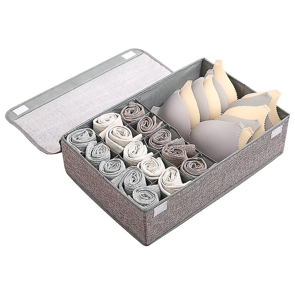 16 Grids Underwear Organizer Drawer Divider With Lid Foldable Storage