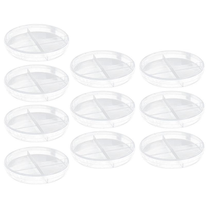 10pcs Four Compartments Petri Dish