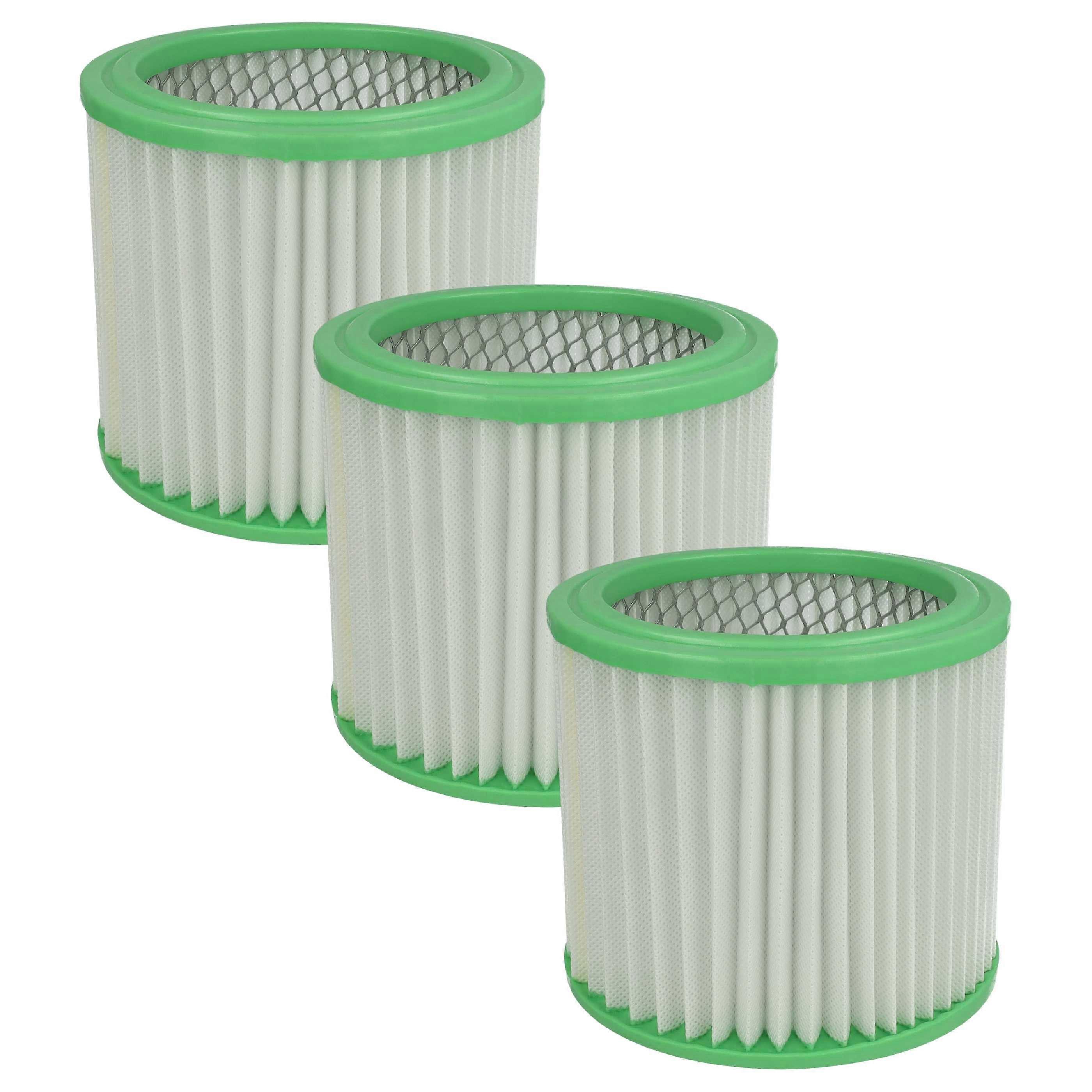 vhbw 3x vouwfilter compatibel met Parkside PASK 18/8 C, PASK 18/9 C, PASK 18/7 C stofzuiger - patroonfilter groen wit wasbaar