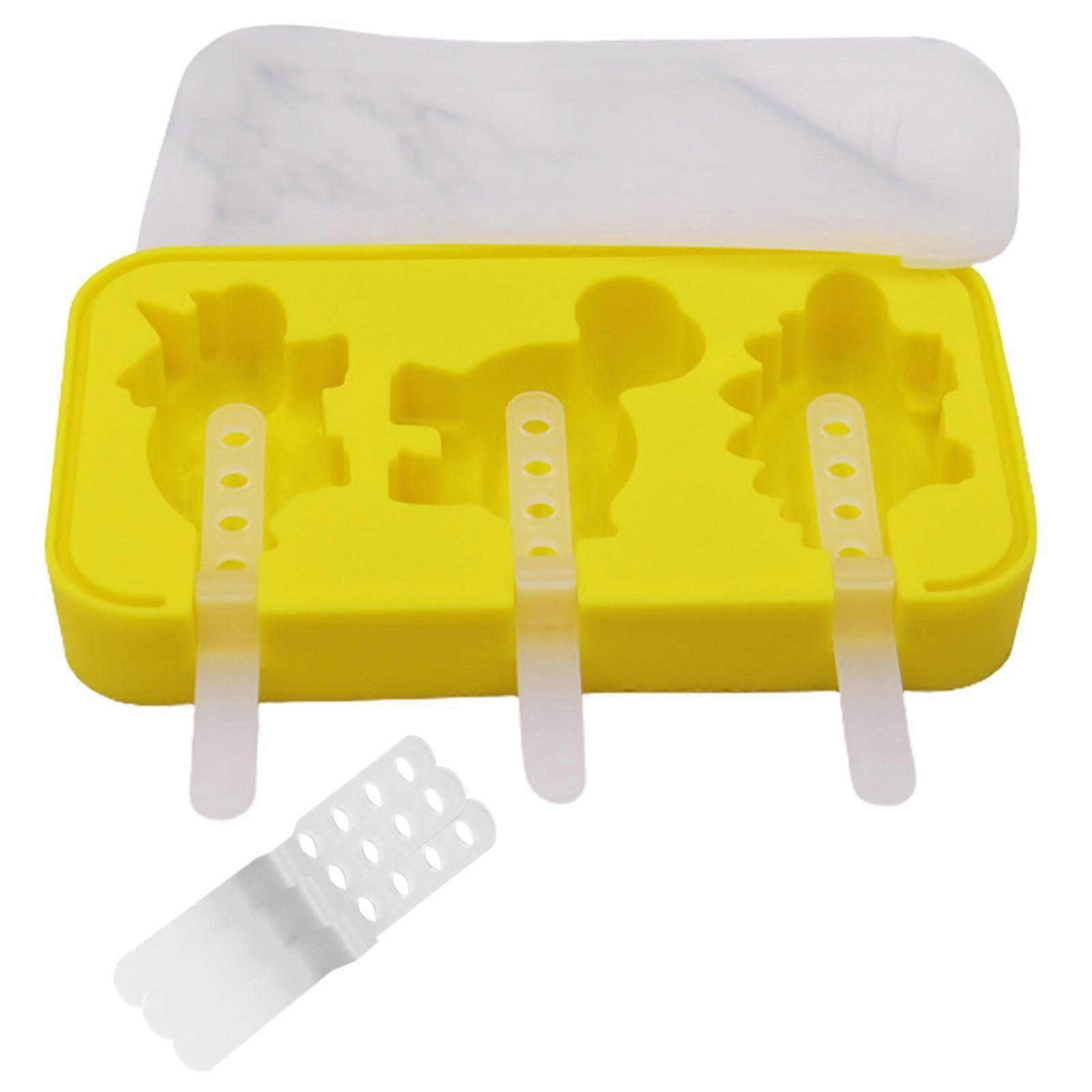 1set Ice Cream Mold Cartoon Animal Shape Reusable Silicone Homemade Diy Ice Lollies Tray For Home