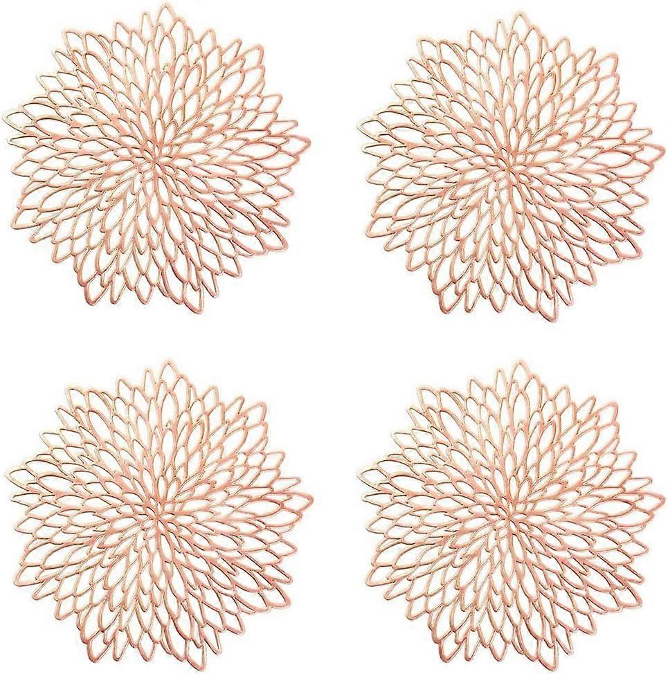 4 Pices Napperon de Table Or Rose, Set de Table Rond vid, Napperon