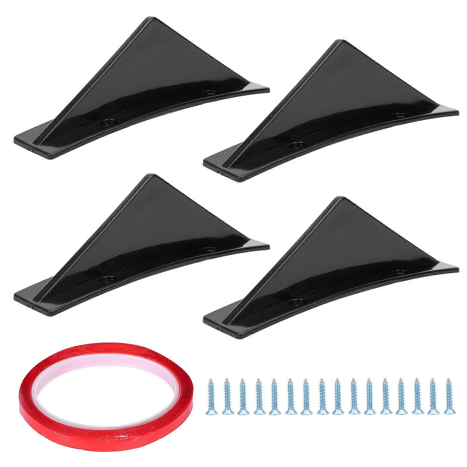 4pcs Rear Bumper Spoiler Kit Splitter with Screw Diffuser Automobile Accessory UniversalGlossy Black