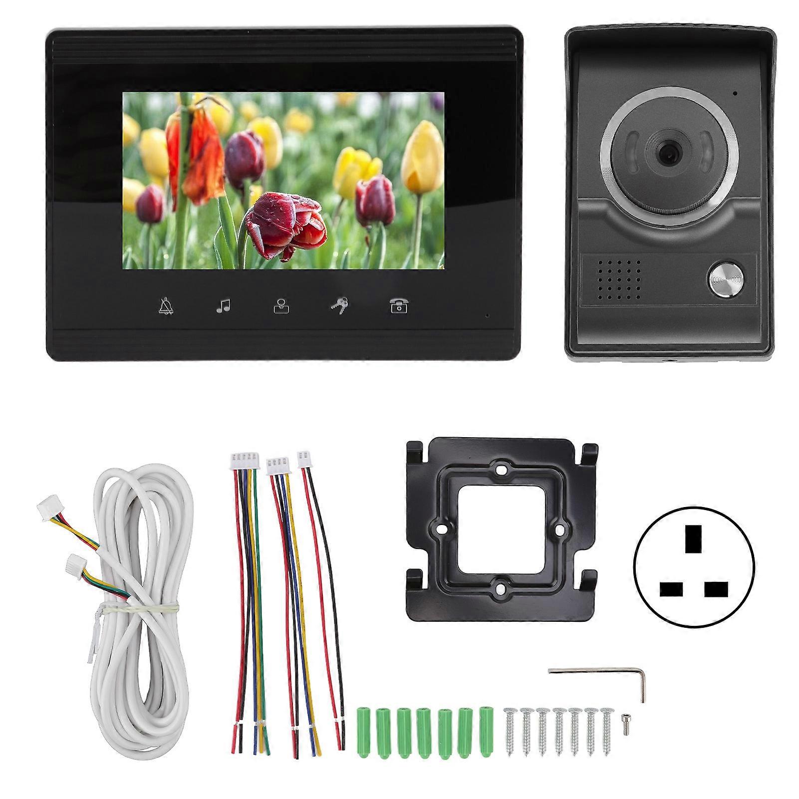100240v Hd Outdoor Video Door Bell Doorbell Camera With Lcd Display Video Intercom For Home Security Uk Plug