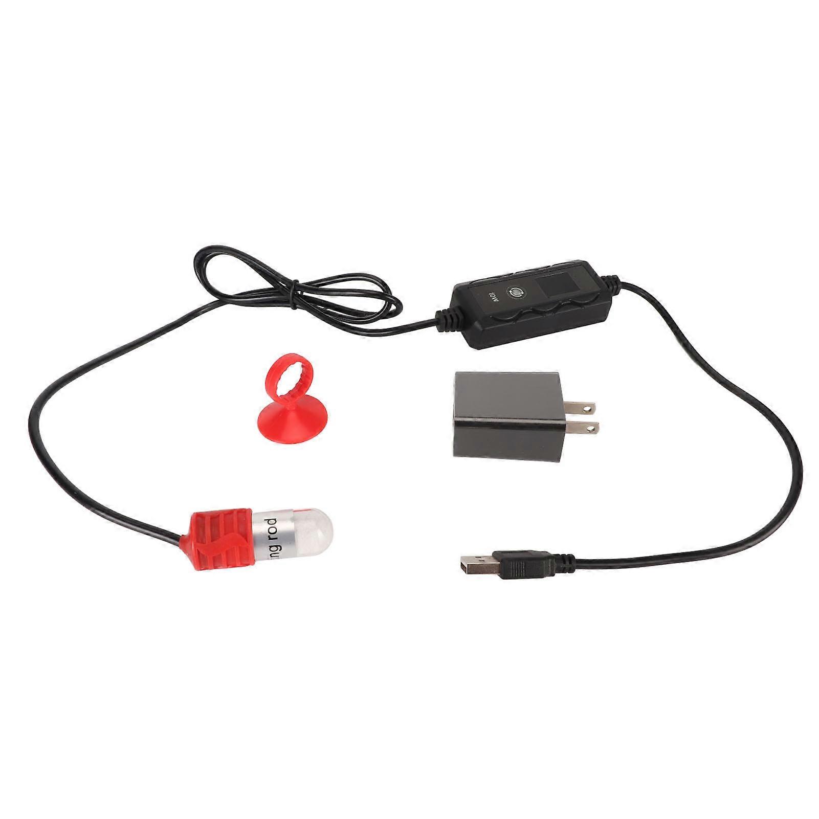 Super Mini Fish Tank Heater USB Powered 10W Adjustable Mini Submersible Aquarium Heating Rod with LED Display Thermostat US Plug 100?240V