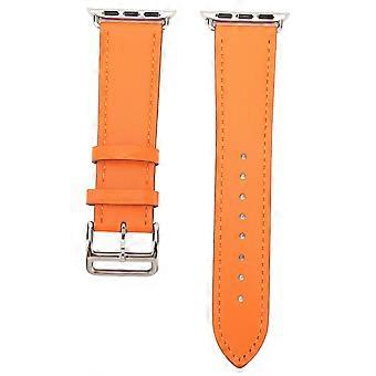 Smartwatch Leather Strap Universal Smart Watch Replacement Band Strap for IWatch Series SE 8 7 6 5 4 3 2 1 38mm 40mm 41mm Orange