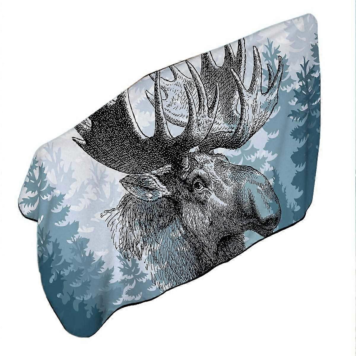 Moose Drawing Microfiber Beach Towel