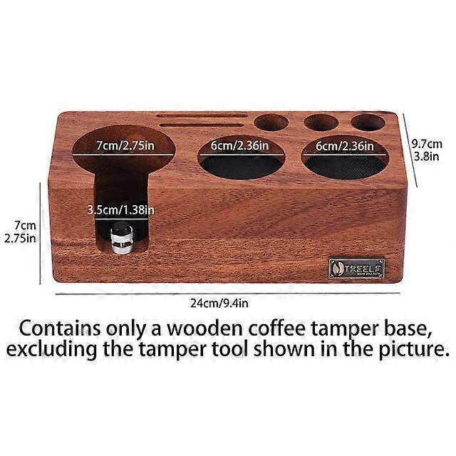 Walnut Tamping Station - 54mm/58mm Espresso Machine Portafilter Stand With Adjustable Height, 3-in-1 Coffee Tamper