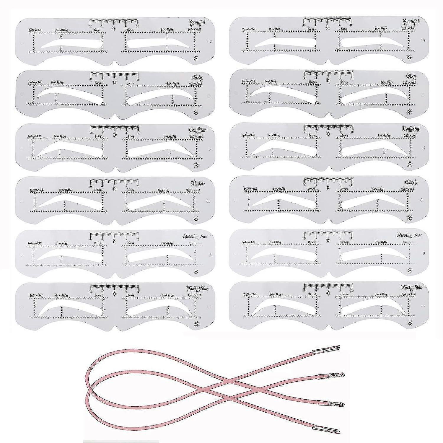 12 Reusable Brow Stencils, Beginner Brow Stencils With Elasticated Band (6)