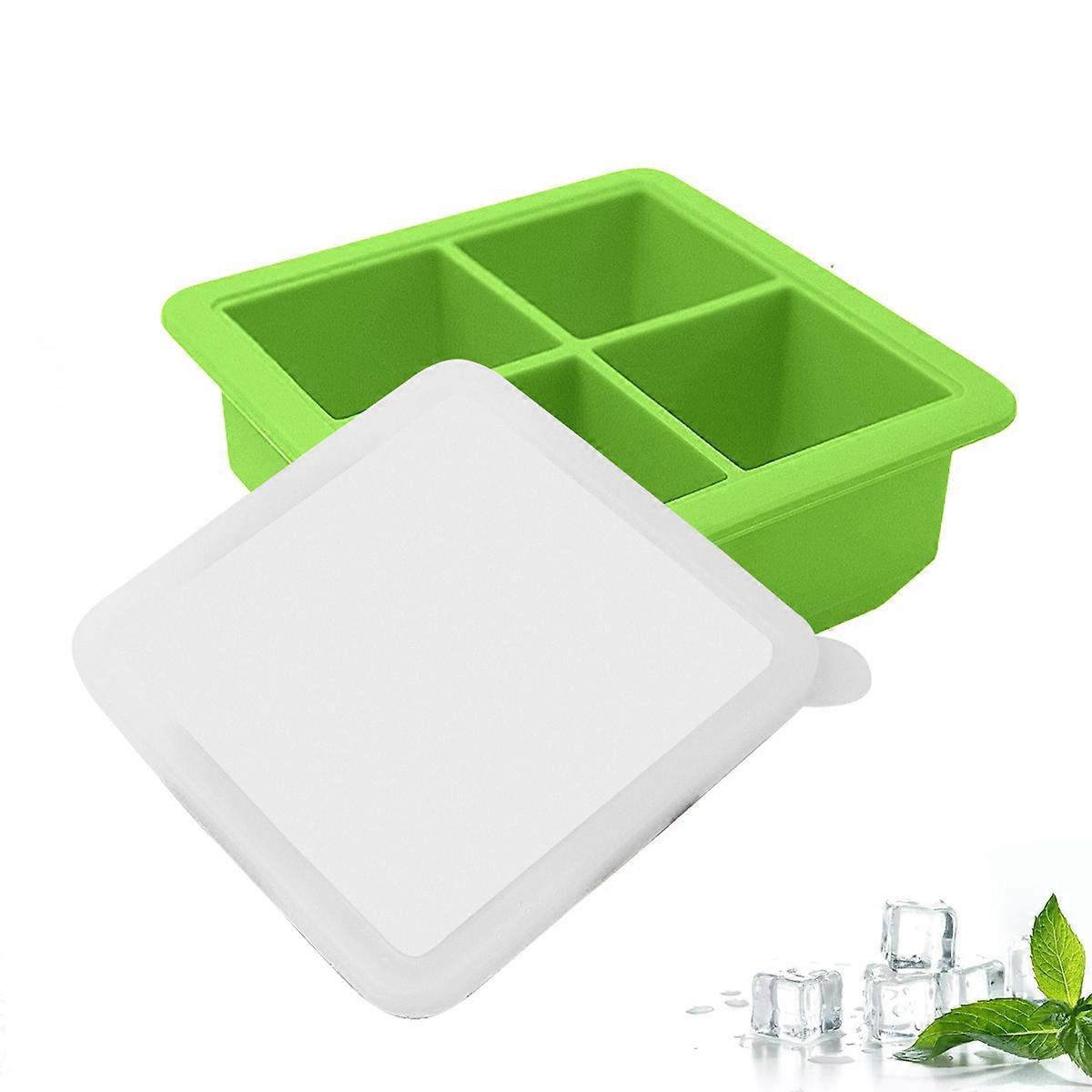1pcs silicone 4 ice cube ice cube making ice box with cover large ice cube mold