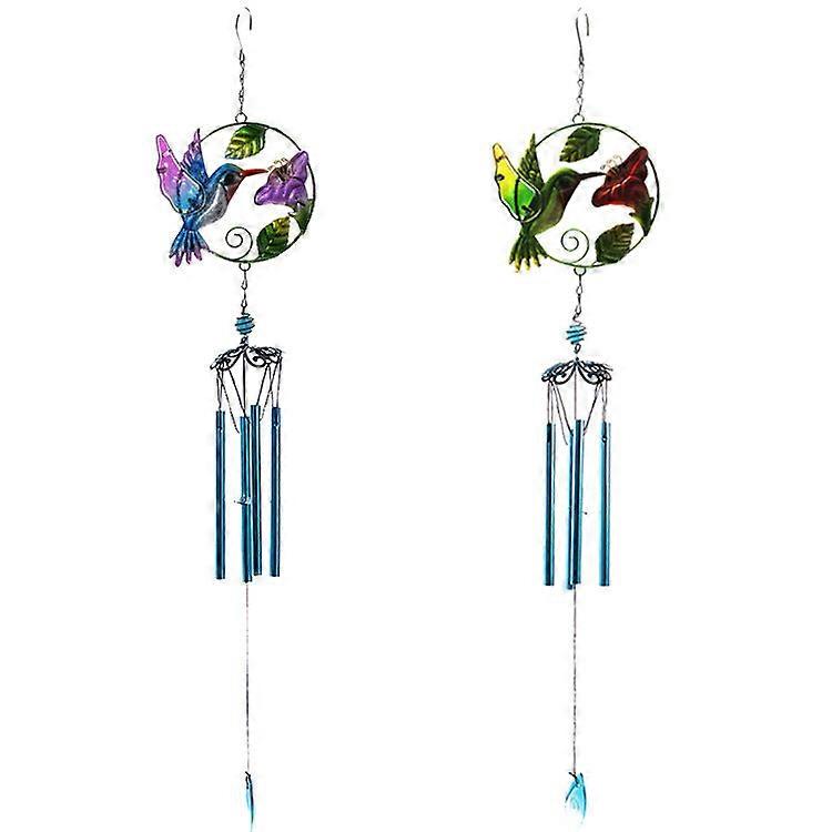 Kingfisher Glass Painted Crafts Wind Chimes Tube Pendant Courtyard Home Decoration