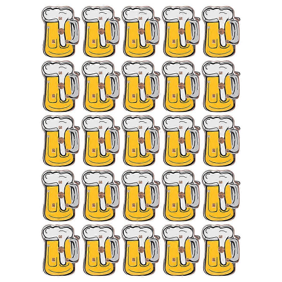 TOYMYTOY 25pcs Cartoon Beer Mug Flashing LED Light Up Badge Brooch Party KTV Bar Favors (Random Color)