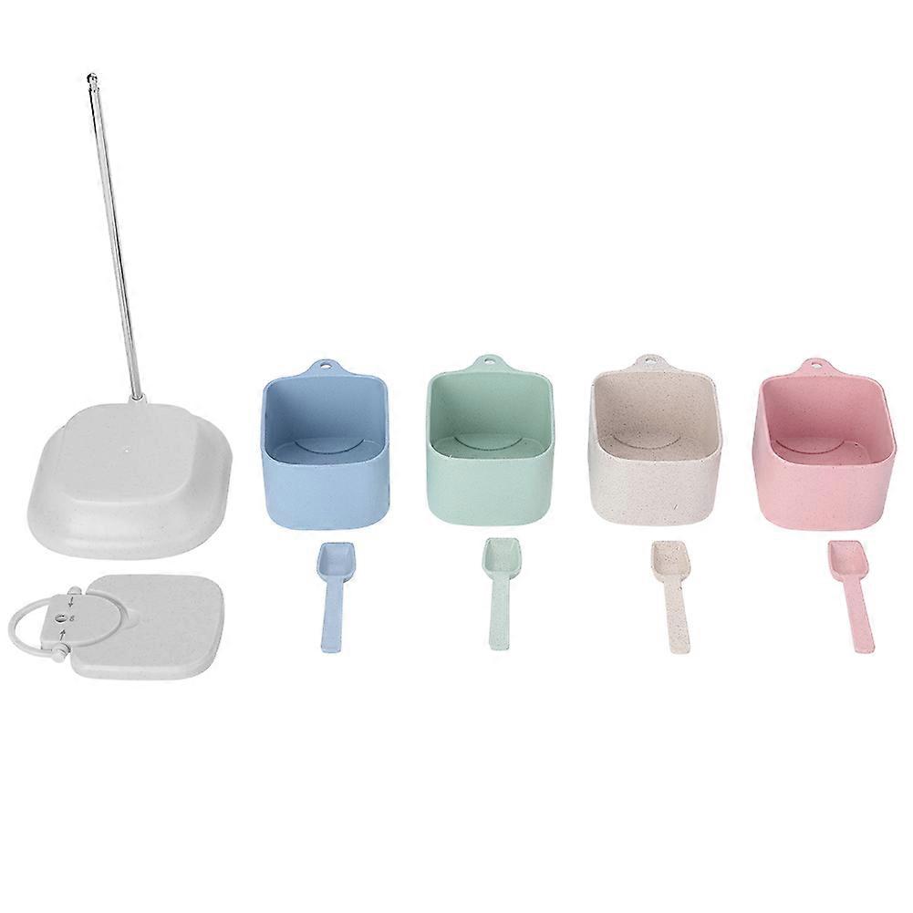 4 Grid Spice Jar Wheat Straw Seasoning Box Kitchen Condiments Storage Container