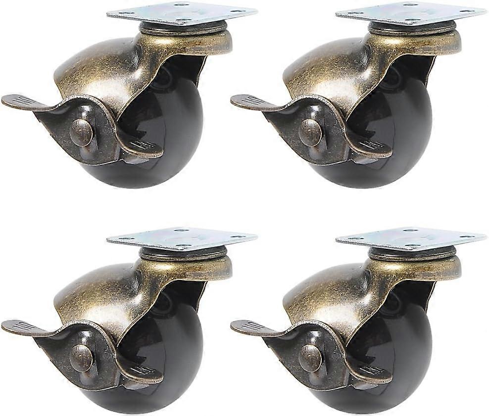 フード付き4ピースブレーキローラースイベル360度スイベルボールキャスター2インチフードホイール30kg耐荷重ヴィンテージブロンズ