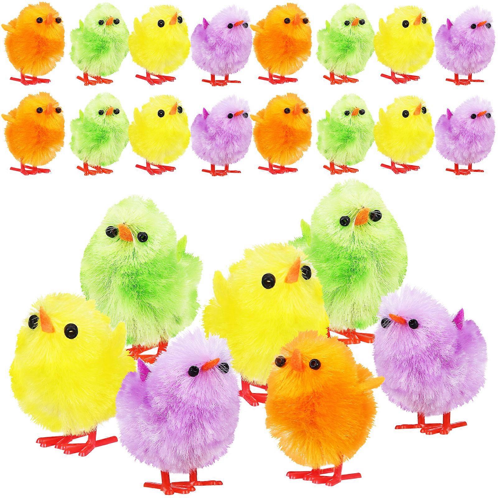 24 stk påskekyllinger Mini kyllinger Fargerike plysjkyllinger Fuzzy Chicks Påskedekorasjon
