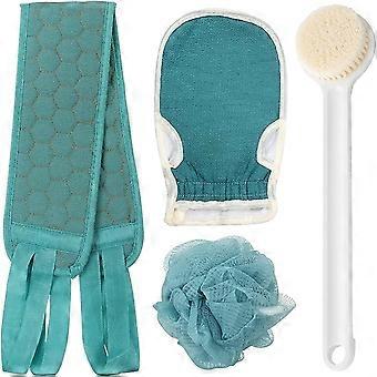 4Pcs Peeling Rücken Kratzer Duschschwamm Peeling Handschuh Set, Peeling Strap für Bad Duschschwamm Luffa entfernen abgestorbene Haut Körper, Peeling Körper