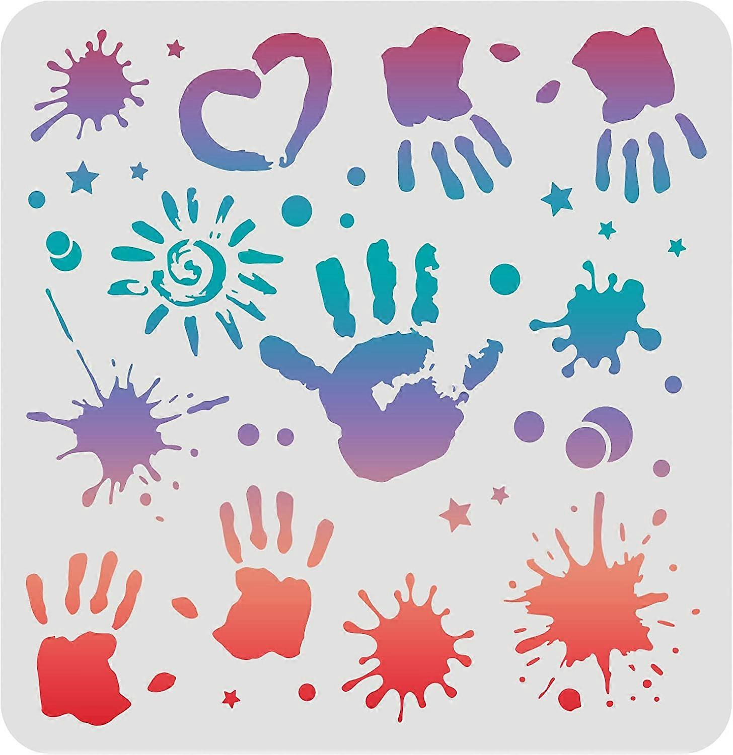 Splatter Stencils Template 30x30cm Plastic Dots Handprint Drawing Painting Stencils Splash Graffiti Pattern Reusable Stencils for Painting on Wood Flo