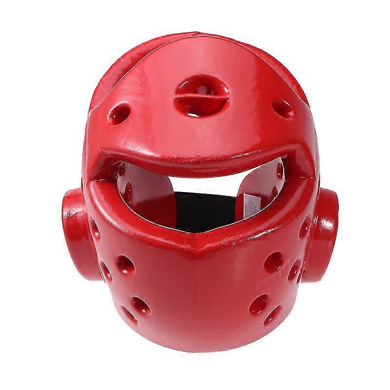 Kids Sparring Headgear Eva Taekwondo Helmet Absorbant Kickboxing Player Air Vented Head Shield - Size S (Red)