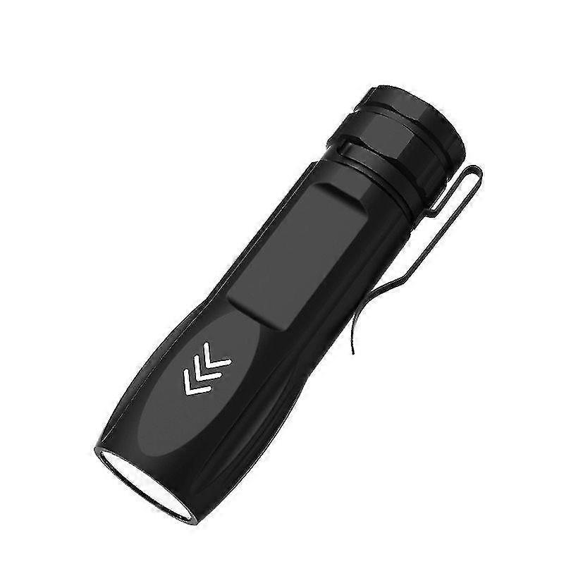 Led Starkes Licht Taschenlampe Aluminiumlegierung Super Bright Mini Langstrecken Tragbare Multifunktions-USB-Aufladung, Schwarz