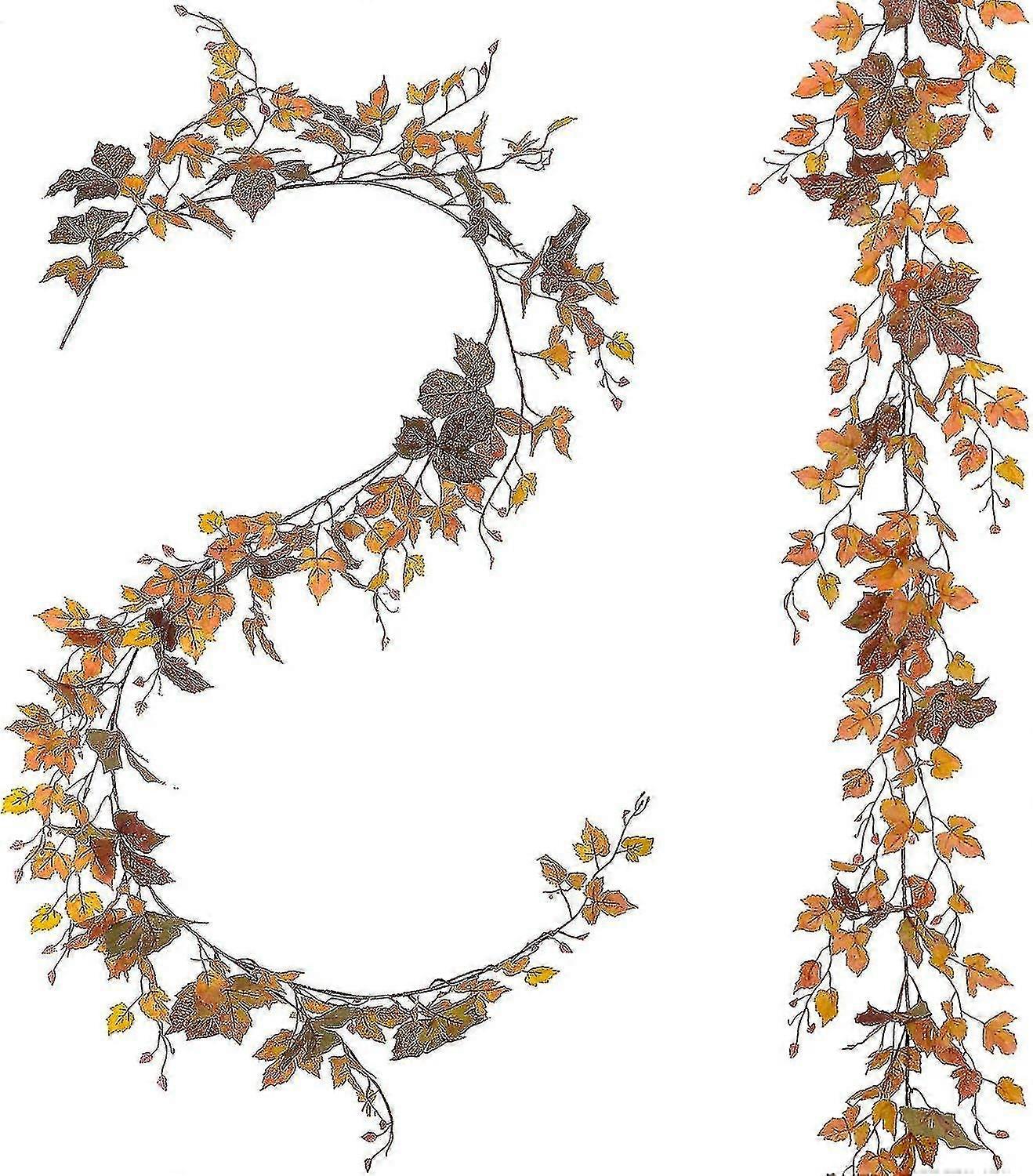 2 Pcs Fall Maple Leaves Garland, Artificial Fall Maple Leaves,200cm Bd