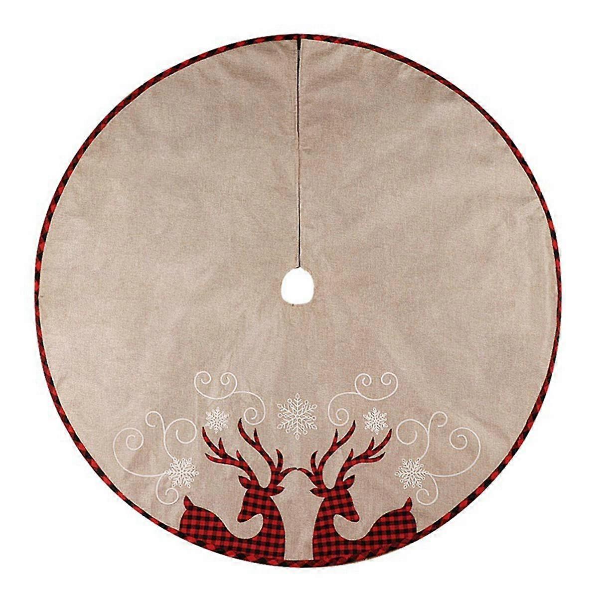 Christmas Tree Skirt 32 Inches, Snowflake-Reindeer,Xmas Tree Skirt Christmas Decor for Party Indoor