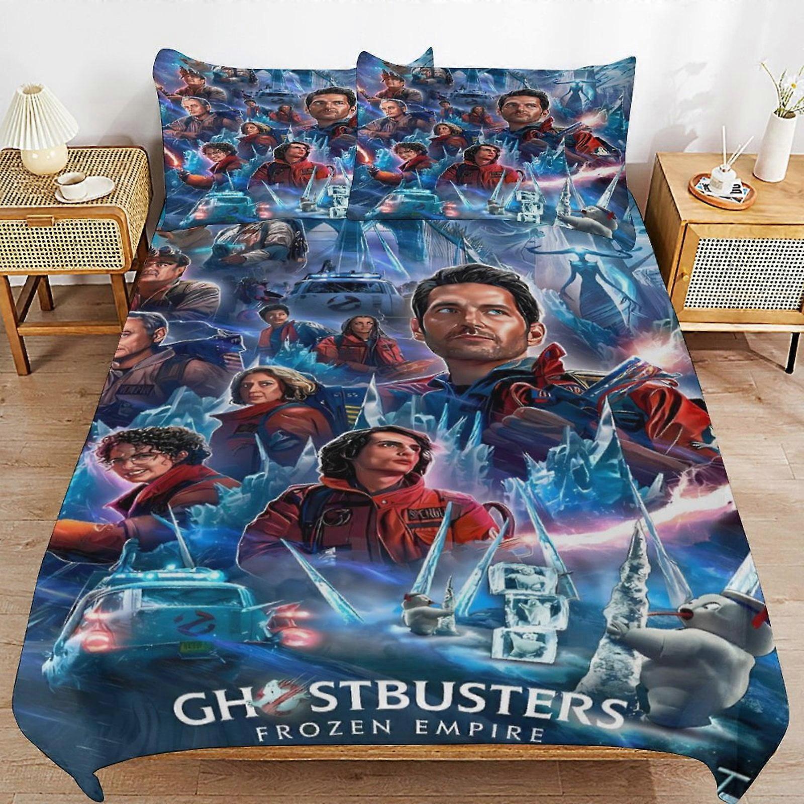 x295 Ghostbusters Frozen Empire Capa de Edredom de Cama Conjuntos de Cama de Microfibra Impressos em 3D Conjuntos de Edredom Leves de 3 Peças, 1 Capa de Edredom e 2 Fronha