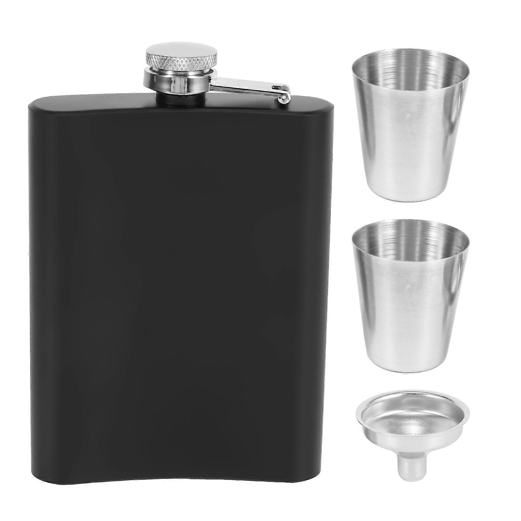 Hip Flask Set, 8 Hip Flask with Funnel and 2 Small Glasses Portable Pocket Whiskey Flask for Men Ba