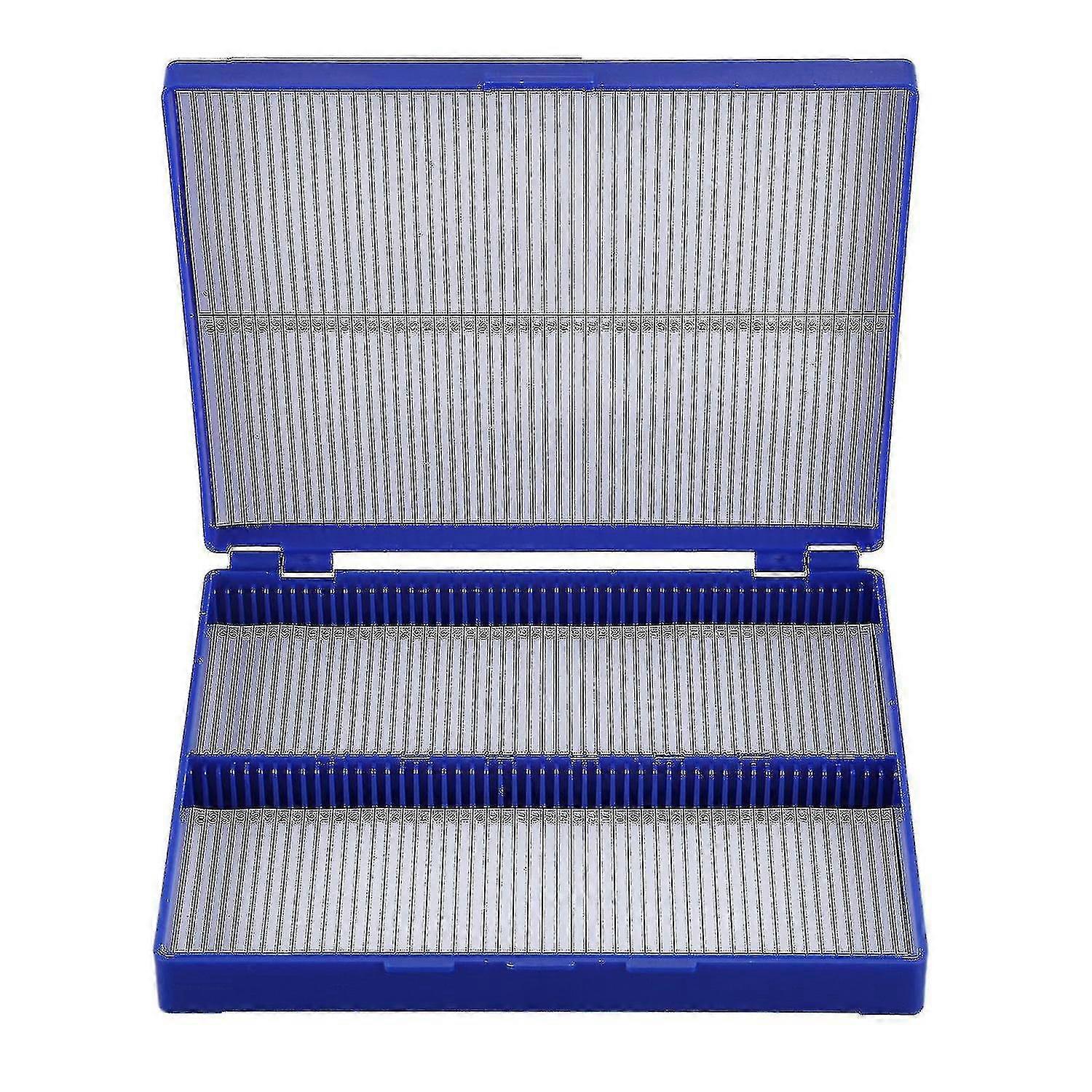 Royal Blue Plastic Rectangle Hold 100 Microslide Slide Microscope Box