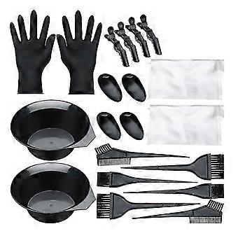 Hair Dye Set, Dye Bowl, Dye Brush, Earmuffs, Gloves And More Diy Hair Dye Set, Black, 20 Pieces