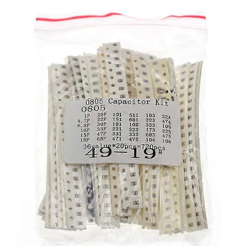 720PCS 0805 SMD Ceramic Capacitor Assorted Kit 1PF-10UF ,36Valuesx20Pcs=720Pcs Samples Kit Electronic Diy Kit