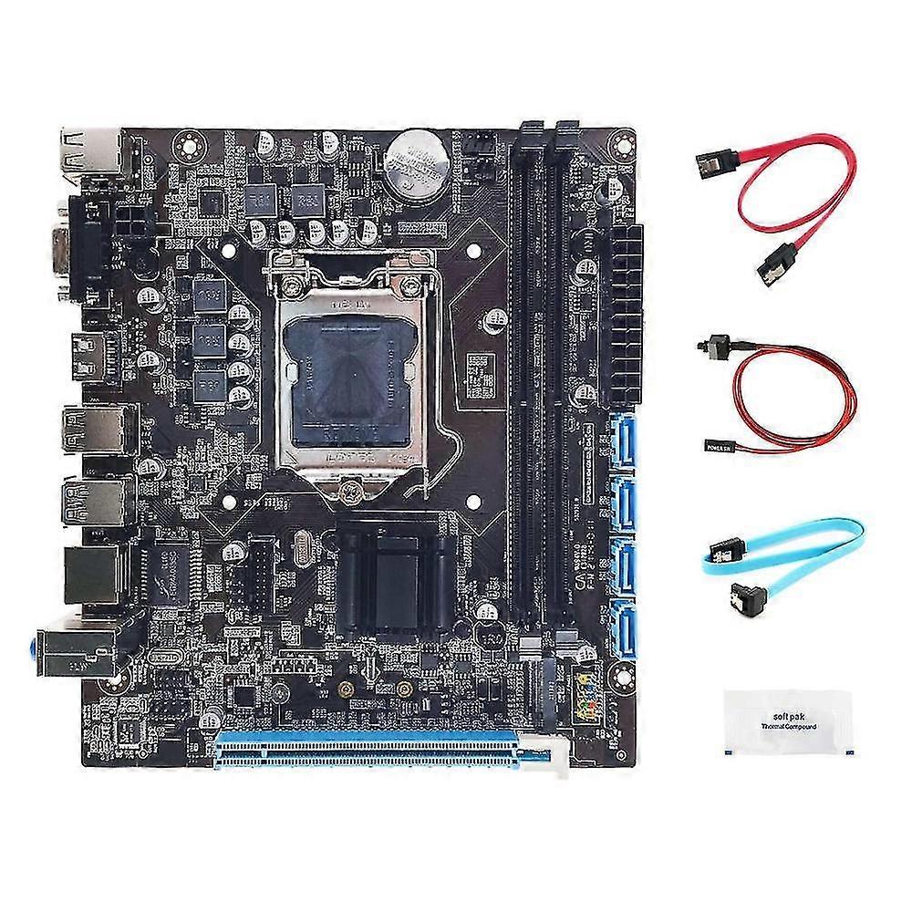 H110-työpöydän emolevy + 2xsata-kaapeli + kytkinkaapeli + lämpörasva Lga1151 m.2 Nvme -tuki 2xddr4 F