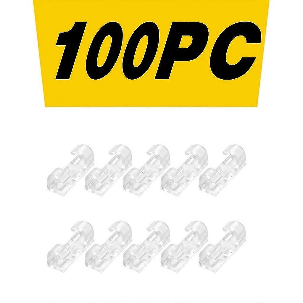 Transparent 100pc Self-adhesive Desktop Cable Organizer Fixing Clamp