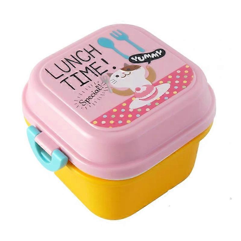 720ML Lunch Box Double Layers Cartoon Plastic Wear Resistant Bento Container for Picnic KAESI