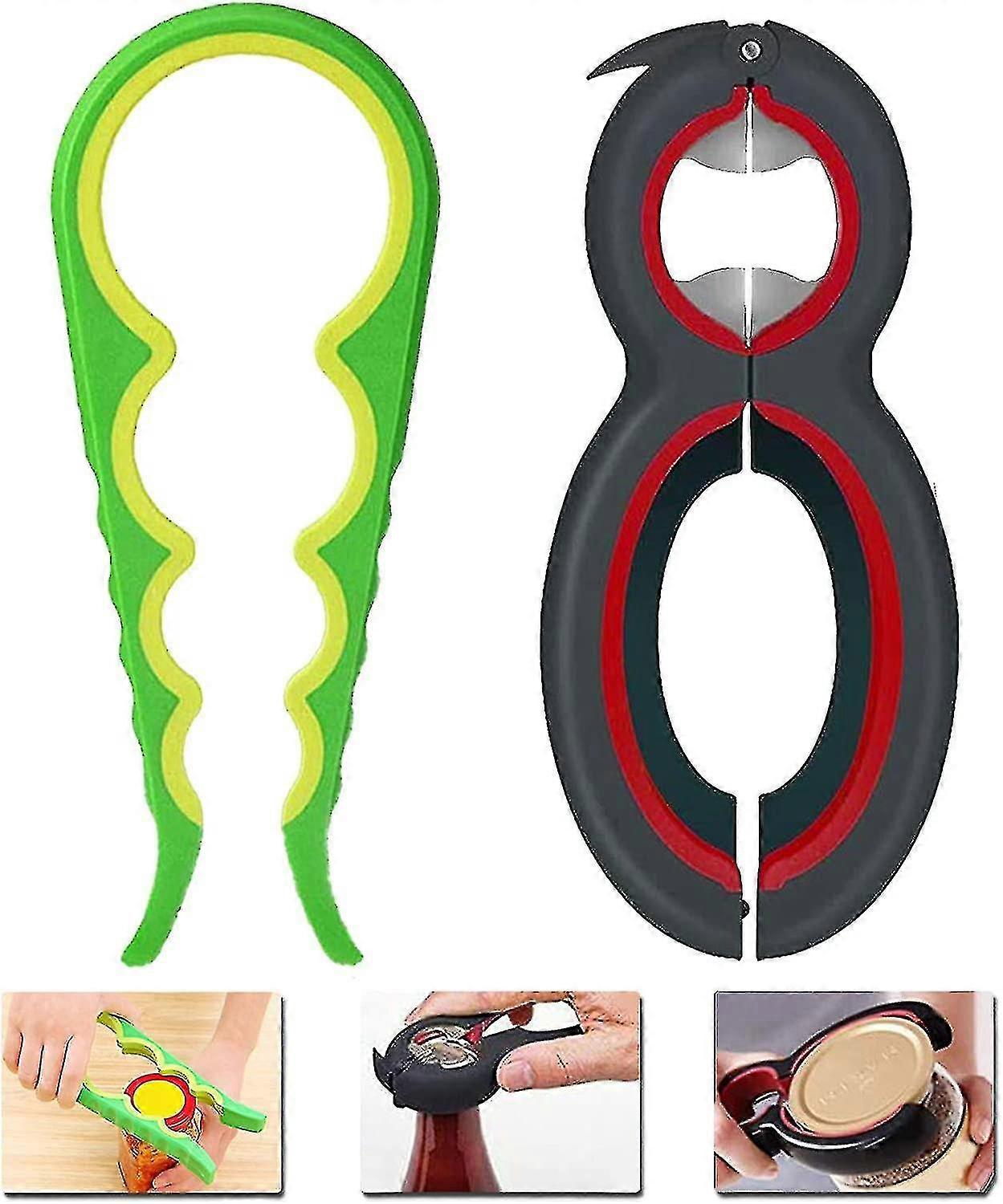 Multi Jar Bottle Opener, 6 In 1 Multi Function Non-slip Can Bottle Opener Kitchen Jar Open