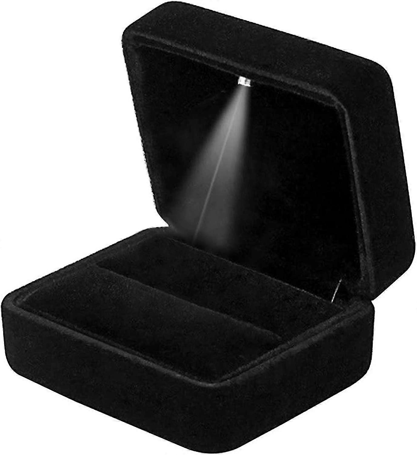 Velvet Ring Box With Led Light Jewelry Display Gift Box
