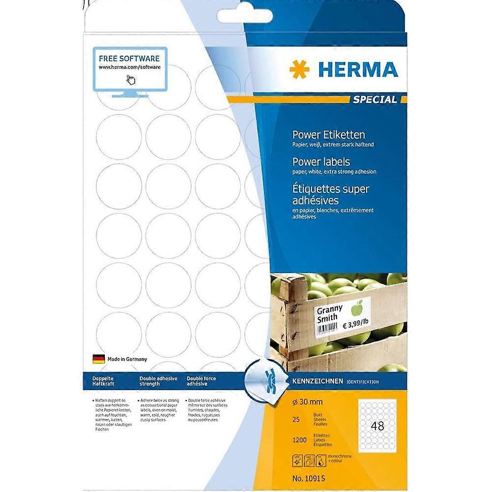 Herma Premium Quality Self-Adhesive Round Power Labels A4 30mm 25 Pieces