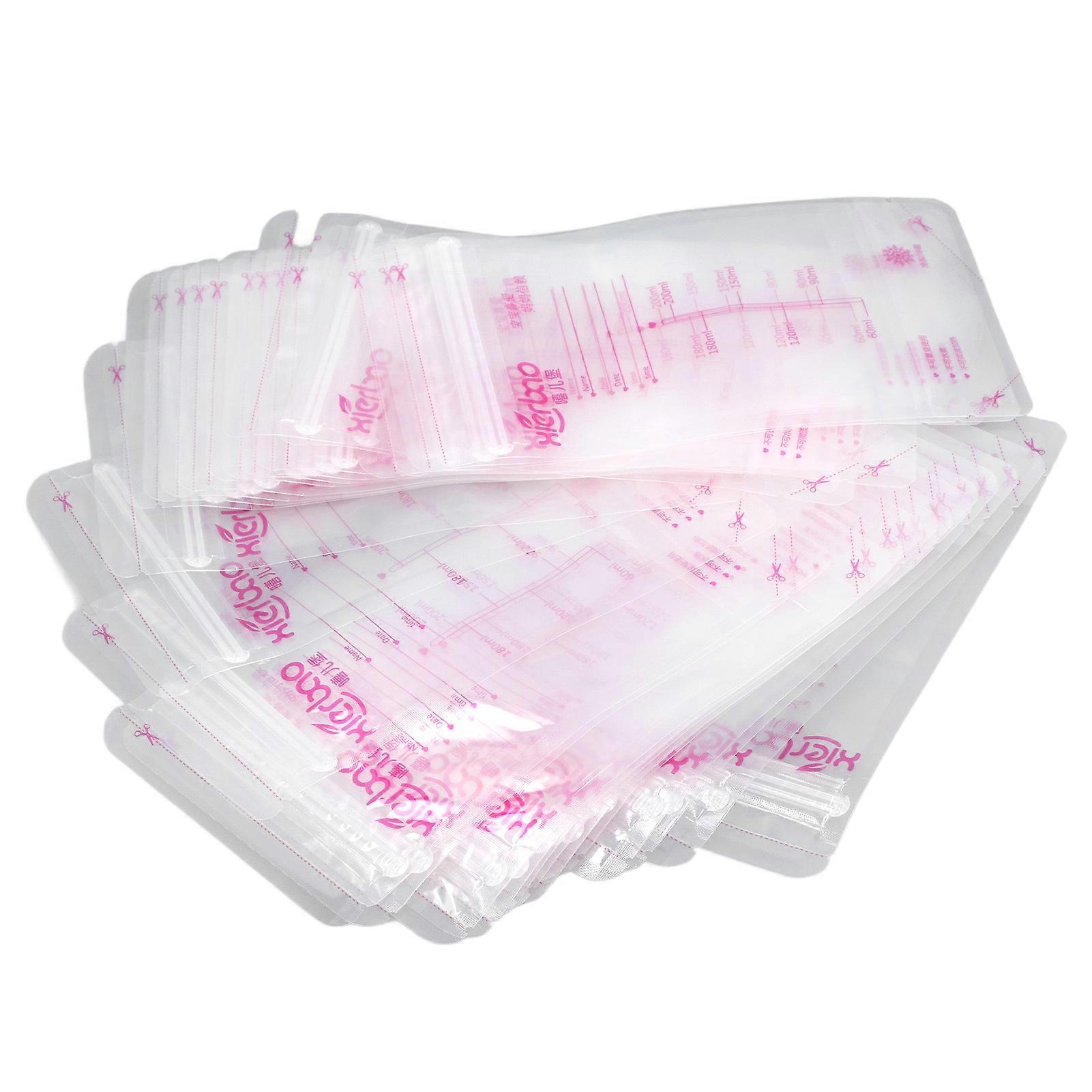 30 Count Breastmilk Storage Bags 200ml Easy to Use Baby Essentials Doubled Sealed Milk Storage Bags for Feeding Freezer Refrigeration