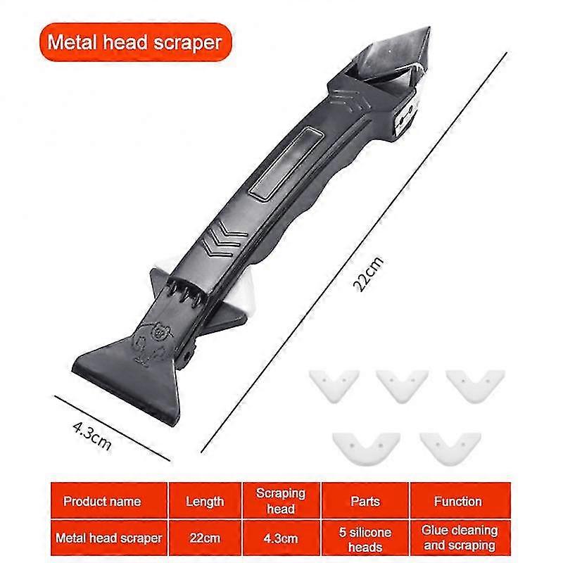 5 In 1 Metal Scraper Remover Sealant Smooth Spatula Caulk Finisher Grout Kit Tools Floor Mould Removal Cleaning Set Accessories
