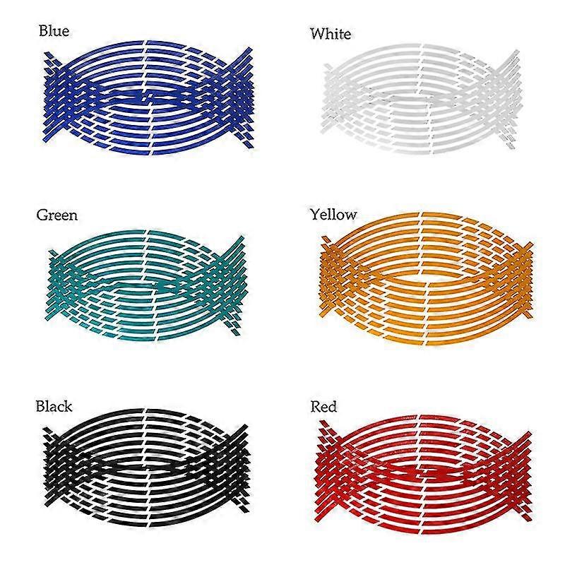 16 Pcs Reflective Sticker On Wheel Hub Fluorescent Wheel Stripe Decal Tape For Car 18 Inch Wheel