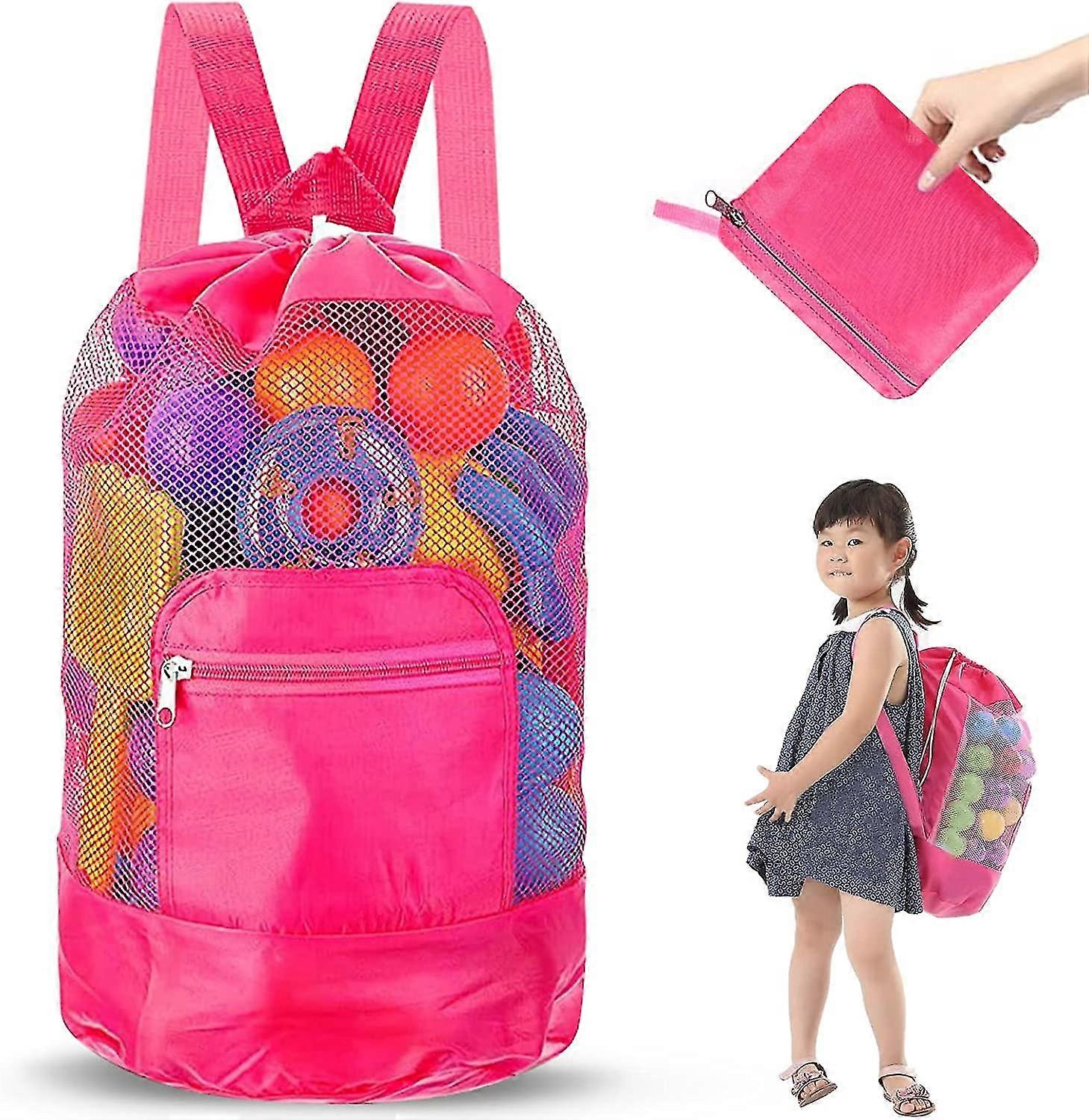 Beach Toy Bag, Large Mesh Beach Bag, Foldable Reusable Mesh Beach Toy Bag, Beach Toy Storage Bag For Kids Toys