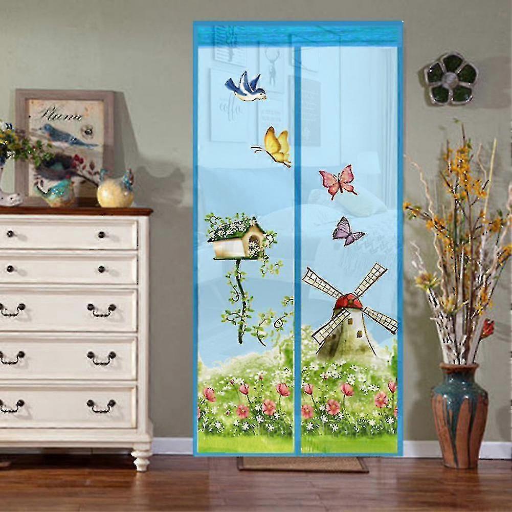 Windmill Butterfly Anti Mosquito Magnetic Door Screen Curtain Summer Mesh Net