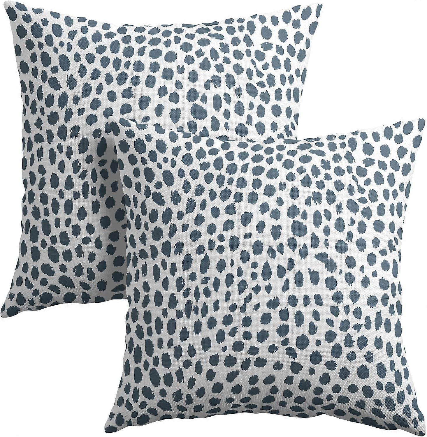 ダスティブルークリーム枕カバー18x18インチ自由奔放に生きるデザインポルカドットスロー枕カバー2つのモダンなブラシストロークプリント枕カバーコットンリネンクッションのセット