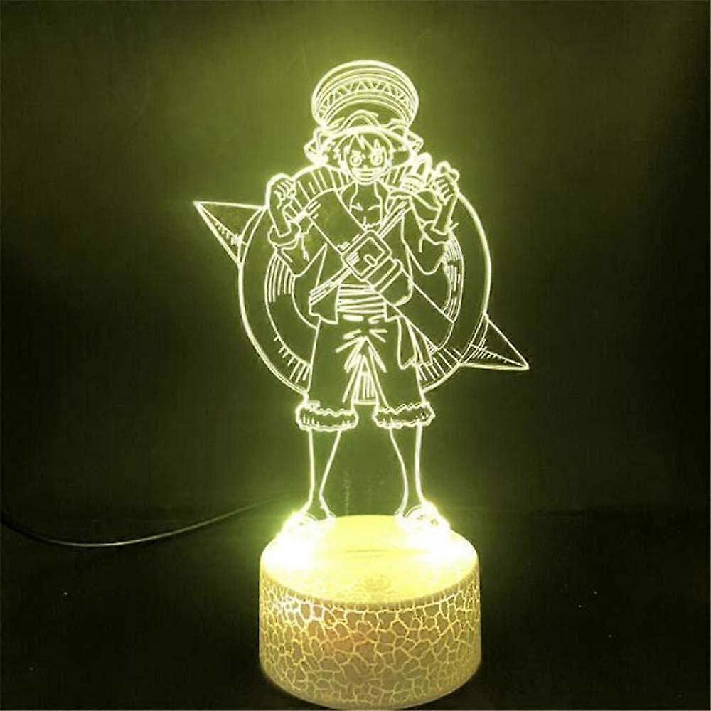 One Piece Luffy 3D Illusion Night Light Lamp Smart Touch, RGB Effect USB Cable Powered Creative 3D Japanese Anime Lamp