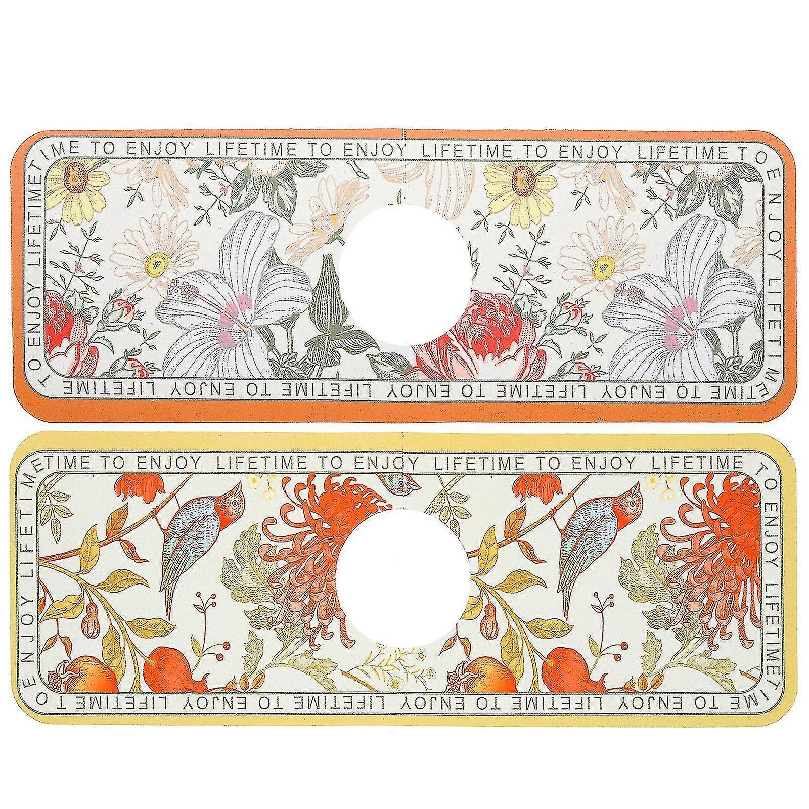 2pcs Countertop Drain Mats Diatom Ooze Faucet Pads Sink Faucet Mats Kitchen Faucet Absorbent Mat