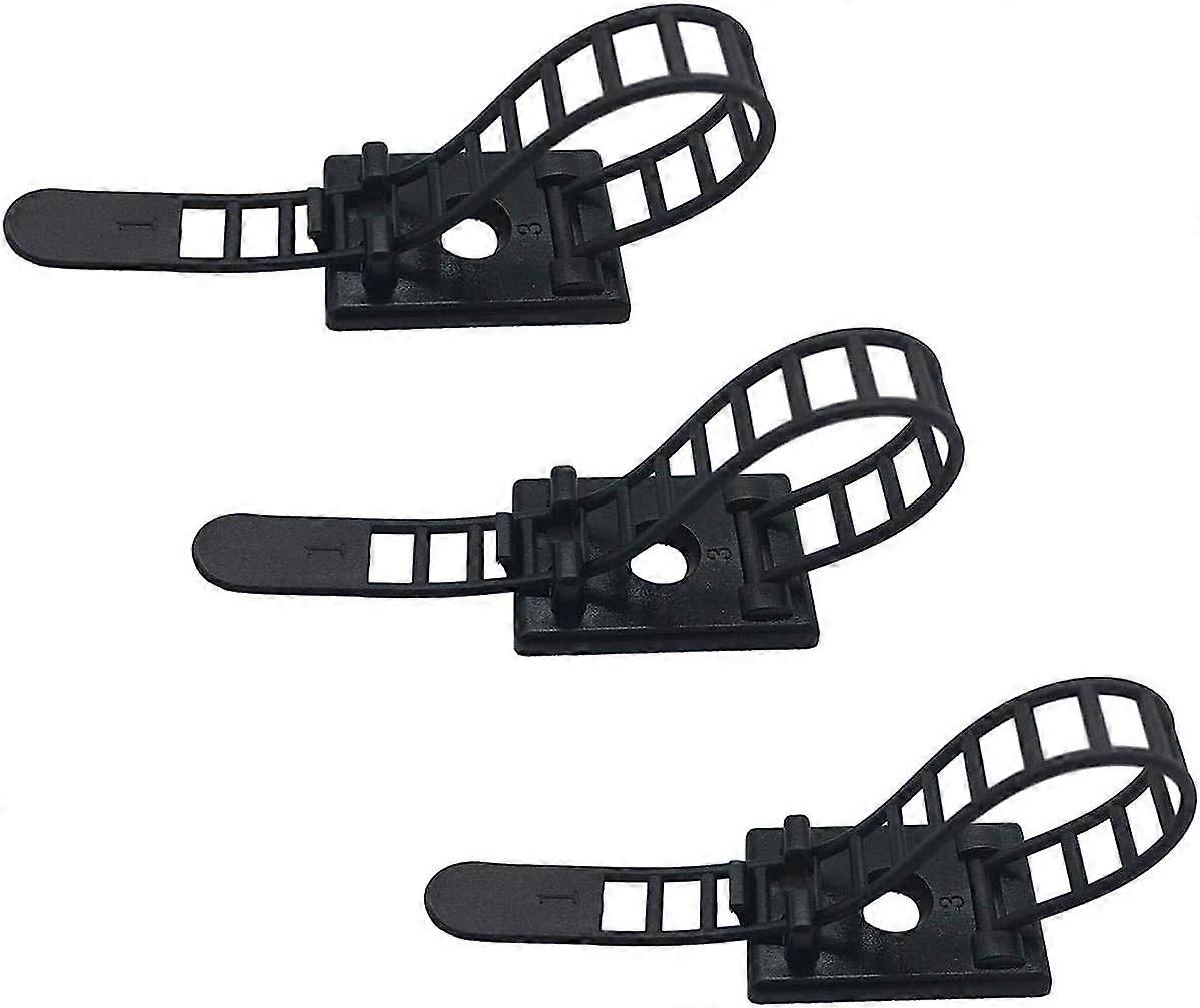 25 Pack Adjustable Nylon Adhesive Cable Ties with Optional Screw Fixing *-7