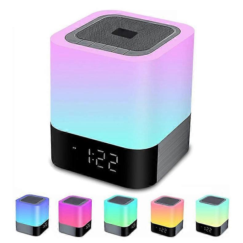 Bluetooth Speaker Alarm Clock Bedside Lamp Touch Bedroom Color Changing LED Alarm Clock Nightlight Children Christmas Gift Portable Bluetooth Speaker