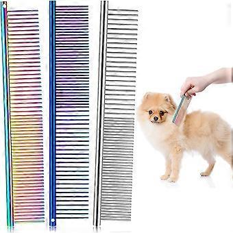 3 Pieces Pet Steel Combs, Pet Dog Cat Grooming Comb Multi-Color Dog Comb With Stainless Steel Teeth For Removing Tangles And Knots For Long And Short 