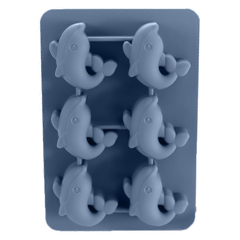 Dolphin Shape Ice Cube Trays Easy Release-Odor free,Spill Resistant, 1 Pack, Small Size, Stackable 6 Cubes,Silicone