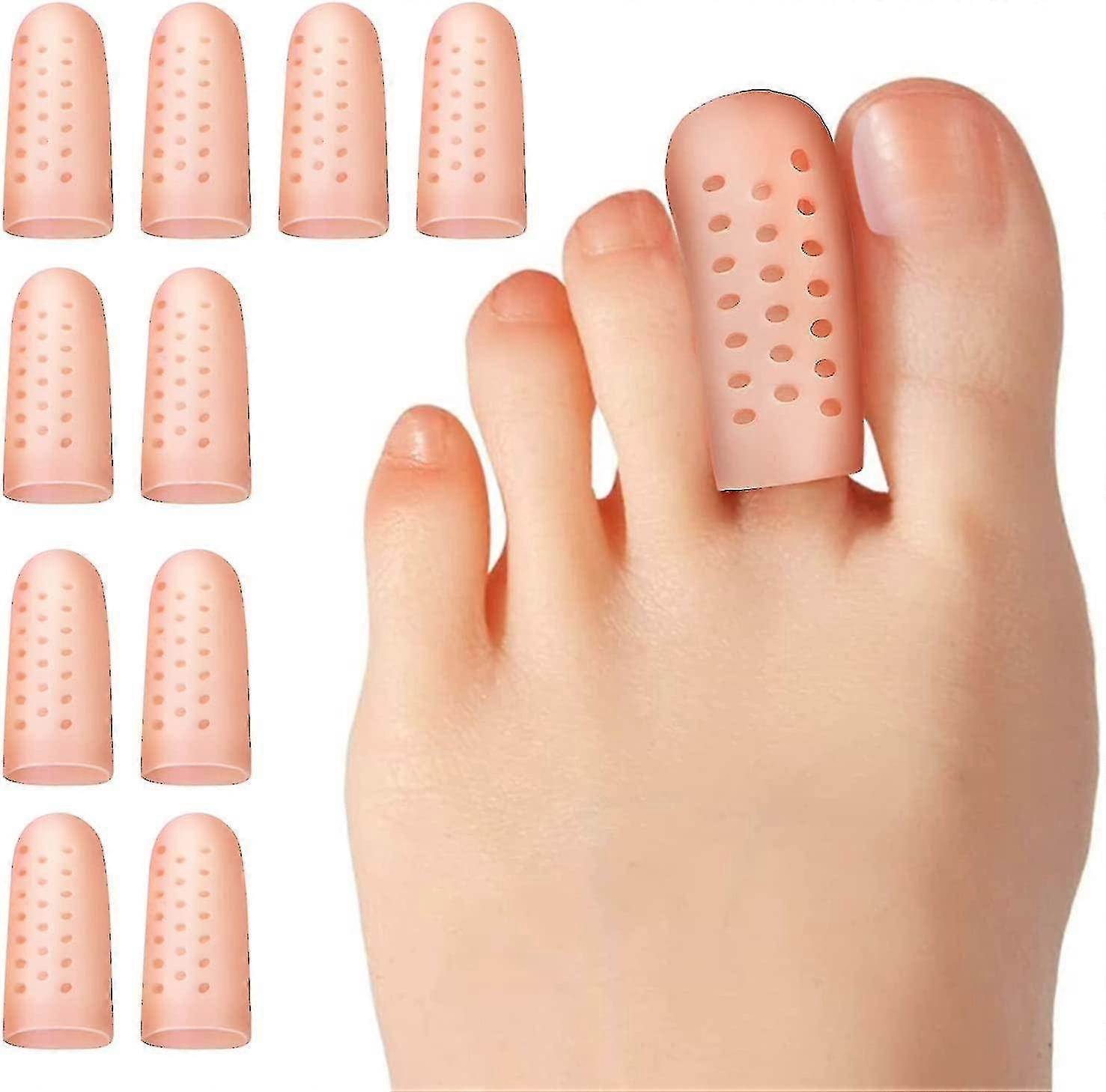 Προστατευτικά toe, 10 κομμάτια αναπνεύσιμα προστατευτικά toe, μικρό καπάκι toe, ανακουφίζει από τον πόνο που προκαλείται από τα καλαμπόκια, τις φουσκάλες, τους κάλους, Ingrown Toen