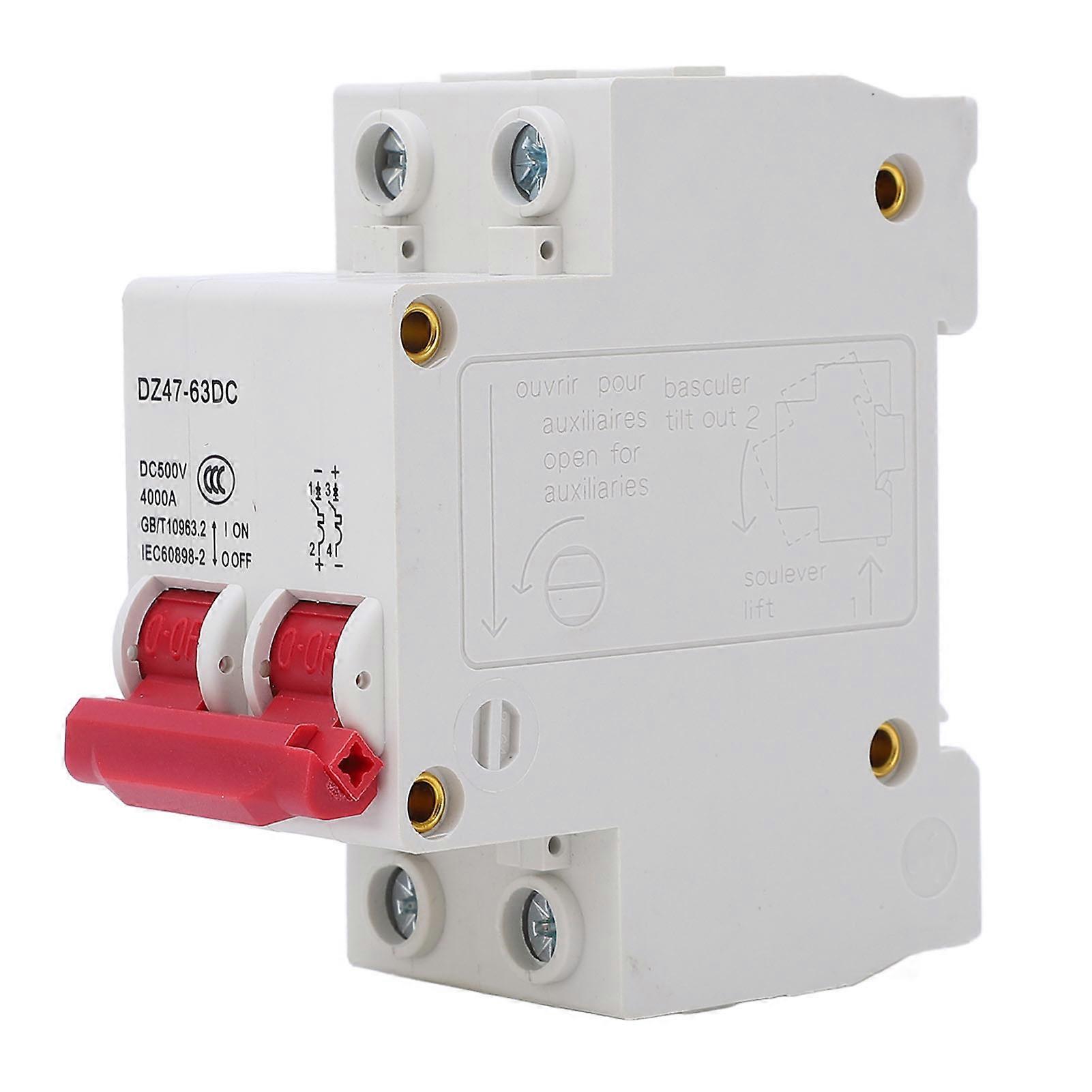 DC 500V 2P Photovoltaic Air Switch 63A Circuit Breaker for Overload Short Circuit Protection