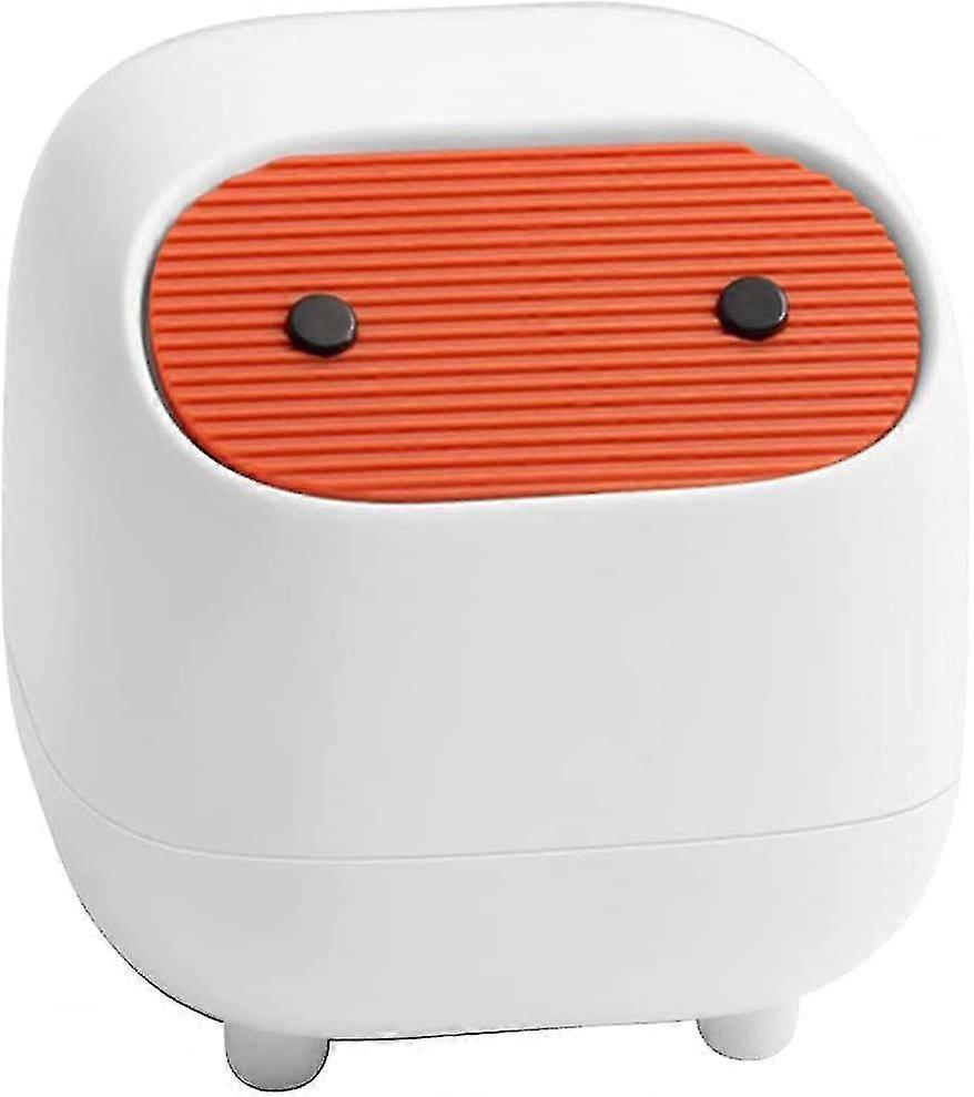 Cute Desktop Trash Can Double Press Trash Can With Lid (white)